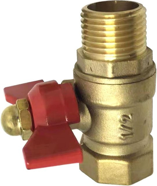 KONNWEI Messing-Kugelhahn mit T-Griff in Gold, Absperrschieber für Wasserrohre als Rohrgewindefitting mit Innengewinde und Außengewinde - Bild 1