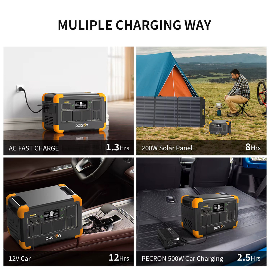 Pecron E1000LFP Tragbare Powerstation mit 1024Wh und 1800W LiFePO4 Akku, Erweiterbar auf 4096Wh Solargenerator mit Schnellladefunktion - Bild 6