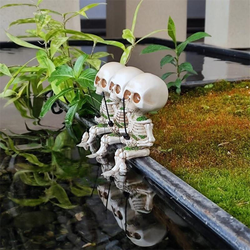 Chenxiaogang Skelett-Angelsitter-Statue aus Kunstharz in Weiß zur Dekoration für Haus und Garten - Bild 3