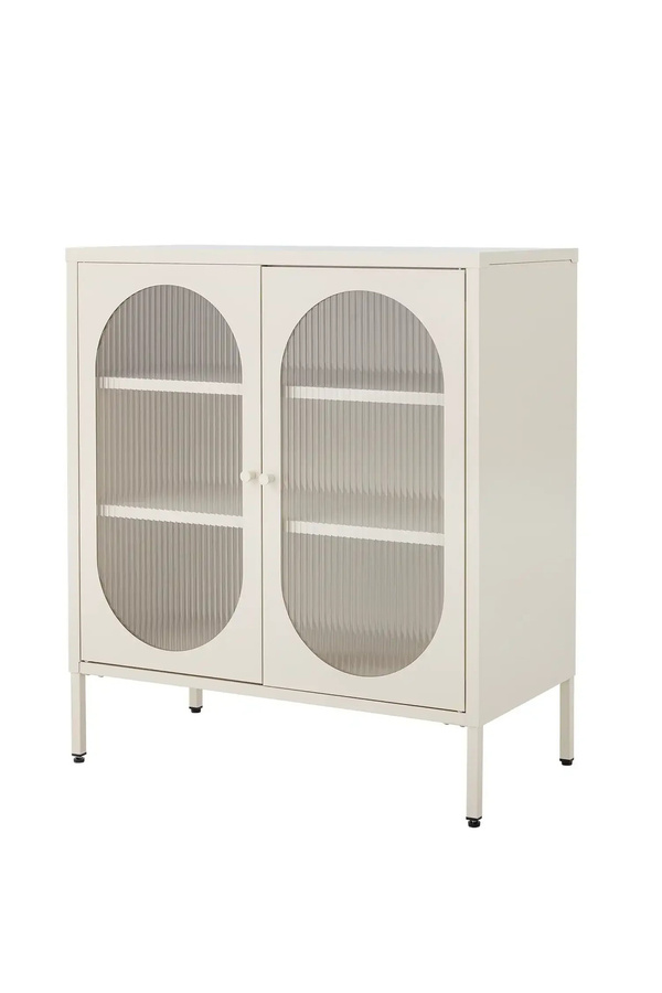 Bloomingville Metallschrank Salvo in Sand mit geriffelten Glastüren und Regalböden, B/T/H: 90 x 40 x 80 cm - Bild 1
