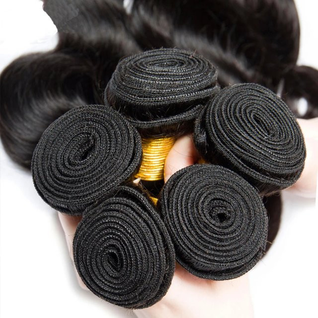 Ainmeys Body Wave Rohhaar-Bündel, Remy-Haar, Natur Schwarz, Damen - Bild 1