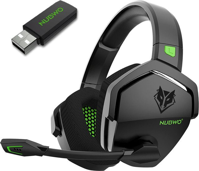 NUBWO G06 Kabelloses Gaming-Headset Over-Ear mit Mikrofon und Geräuschunterdrückung für PS5, PS4 und PC in Grün und Schwarz - Bild 1