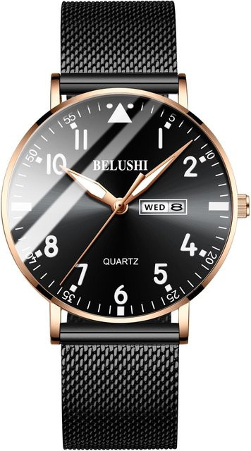 Dream Wristwatches Armbanduhr Edelstahl, Quarz, Schwarz, Herren - Bild 1