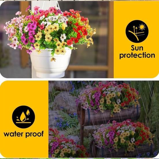 Yousheng Künstliche Eukalyptusblumen Gelb UV-beständig für Außenbereich und Blumenarrangements - Bild 1