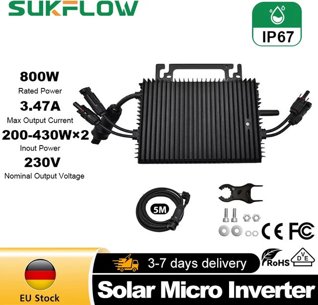 Sukflow Mikro-Solarwechselrichter 800W mit MPPT und WiFi-Monitor für dein Heim-Balkon-Solarsystem - Bild 1