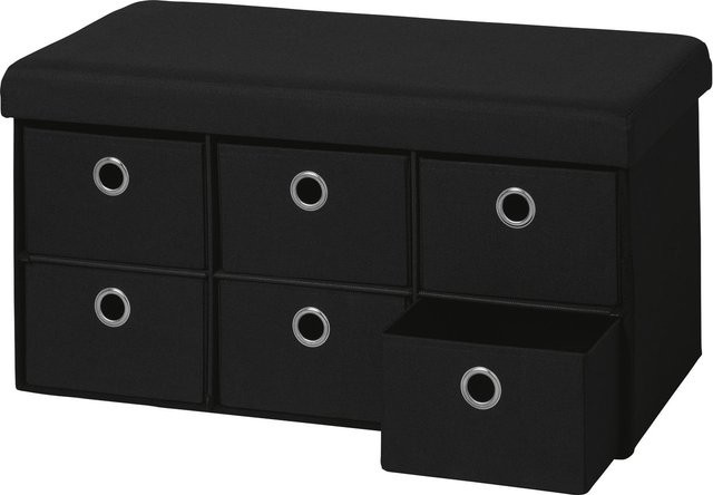 LIVARNO HOME Sitzbank faltbar mit 6 Fächern in Schwarz und Hellgrau, B/T/H: 76 x 38 x 38 cm - Bild 1