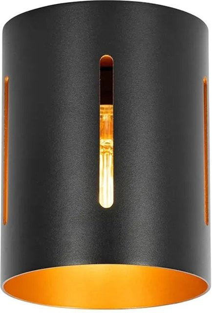 QAZQA Design Deckenlampe Yana aus Aluminium in Schwarz mit goldenem Interieur, dimmbar, E27 - Bild 1