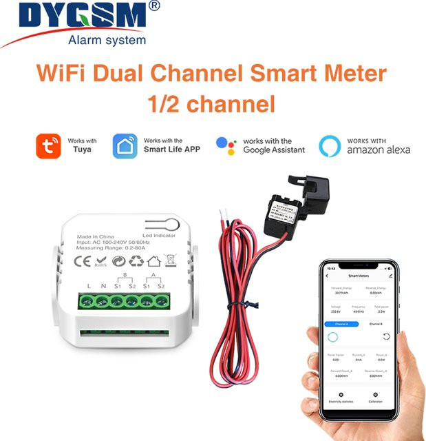 Tuya Smart Wifi Intelligenter Energiemesser für Solar PV Systeme zur bidirektionalen Überwachung von Stromproduktion und Verbrauch mit App-Steuerung in Weiß - Bild 1