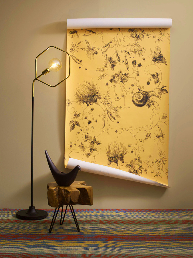 Edmond Petit Tapete Jardin Les Arabesques in Gelb mit floralem Art Nouveau Design - Bild 2