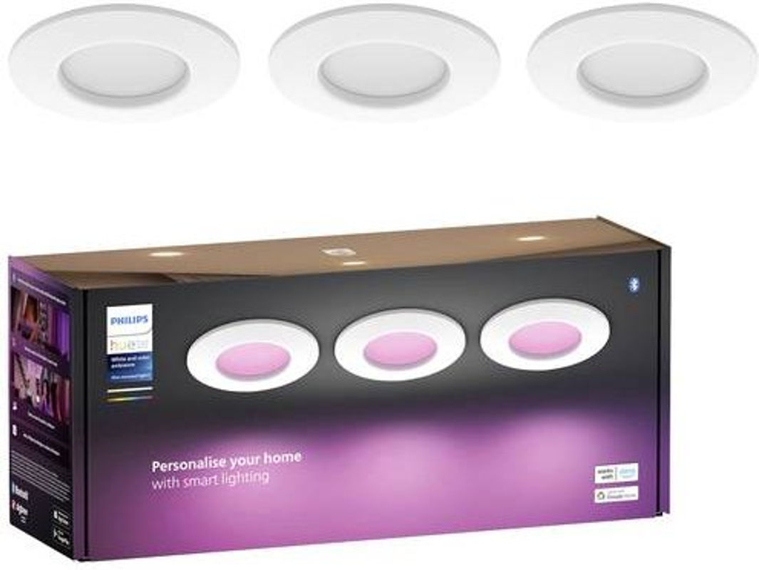Philips Hue White & Color Ambiance Slim Recessed Einbaustrahler 3er-Set Weiß 1000lm - Bild 2
