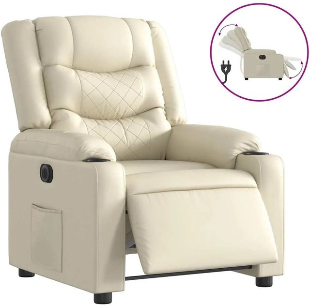 vidaXL Elektrischer Relaxsessel in Creme mit Kunstleder und Armlehnen - Bild 1