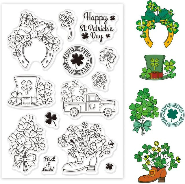 Transparenter Silikonstempel Lucky Clover für Bastelarbeiten und Karten Gestaltung in Transparent - Bild 1