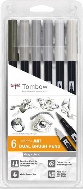 Tombow ABT Dual Brush Pen Set in Grautönen mit Brush-Spitze und Tinte für Erwachsene - Bild 1