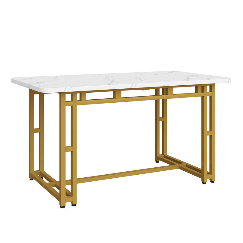 Moderner Esstisch von Aosom mit MDF-Tischplatte und vergoldeten Metallbeinen in Gold, B/T/H: 120 x 70 x 74 cm - Bild 2