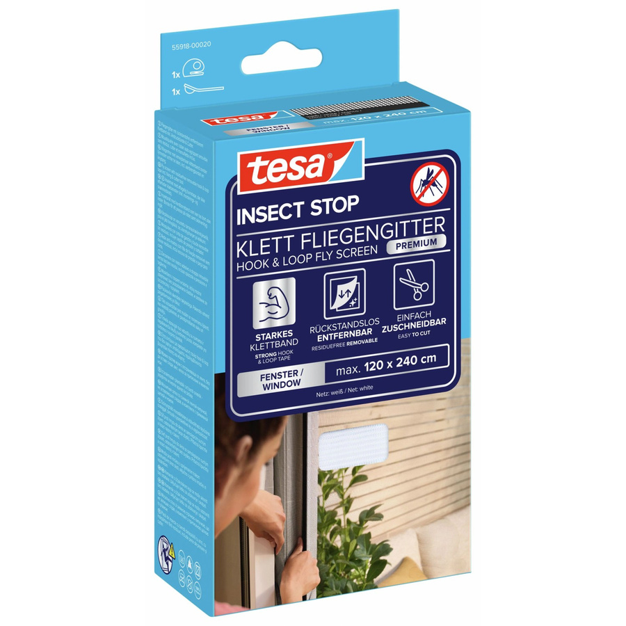 tesa Insect Stop Premium Klett-Fliegengitter weiß-transparent B: 2400 mm x H: 1200 mm - Bild 3