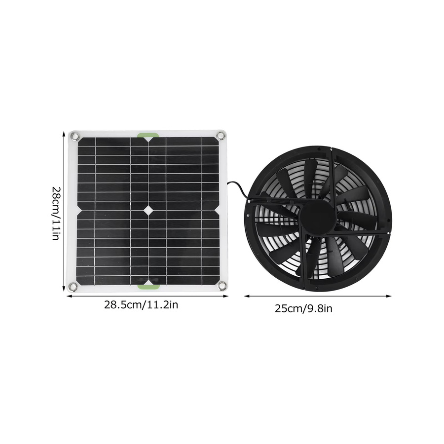 VBESTLIFE Solarpanel-Ventilator in Schwarz für Gewächshaus, Hühnerstall und Schuppen - Bild 2