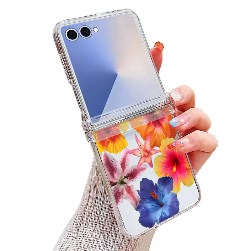 Rosa Blumen Handyhülle für Samsung Galaxy Z Flip 7 FE 6 5 4 3 5G aus klarem hartem PC-Material - Bild 3