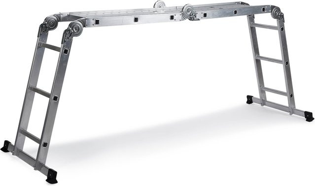 hjh OFFICE Klappleiter SOLID W3 Multipurpose-Leiter aus Aluminium in Silber - Bild 1