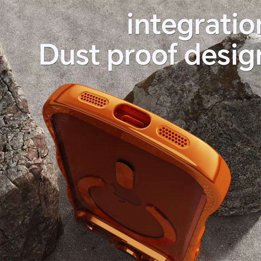 Xeber Magnetische Handyhülle mit Wellen-Design für iPhone 17 16 15 14 13 Pro Max, Transparente weiche Abdeckung mit gewelltem Rahmen, Orange - Bild 4