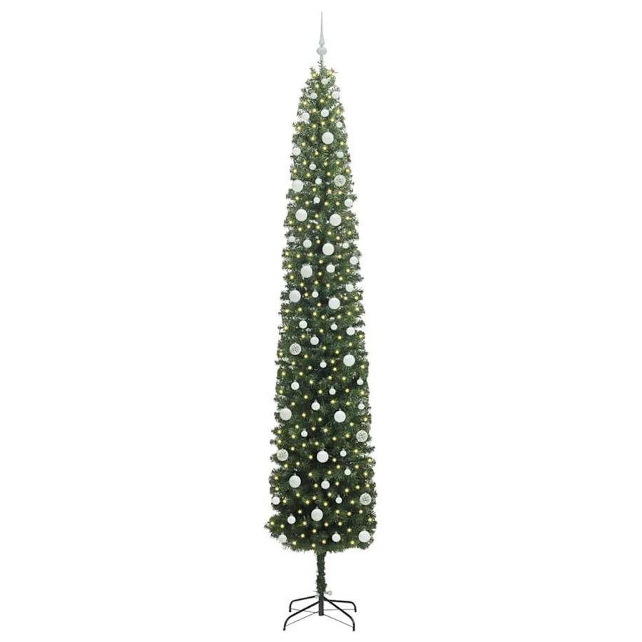 vidaXL Künstlicher Weihnachtsbaum in Grün mit 300 warmweißen LEDs und Ständer, Höhe: 270 cm - Bild 2