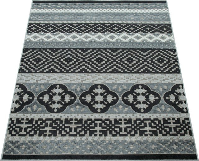 In- & Outdoor-Teppich Charlene Schwarz Gestreift mit Hoch-Tief-Effekt B/T: 80 x 150 cm - Bild 1