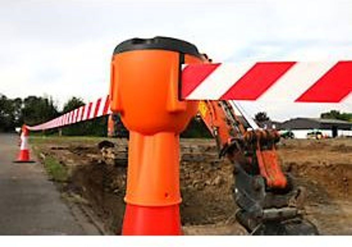 RS-GUIDESYSTEMS Leitkegelaufsatz Allroundline ALCT-O in Orange mit rot-weiß gestreiftem Gurtband, Gurtauszugslänge: 9 m, H 25,0 cm x B 12,5 cm - Bild 2