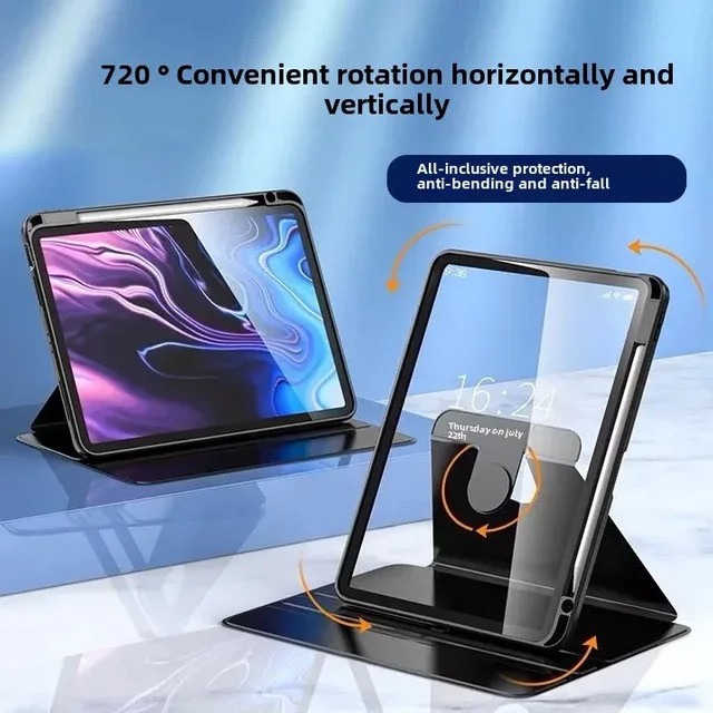Apple Tablet-Abdeckung mit 360 Grad Rotation und Anti-Bend-Schutz für iPad Pro, Air und Mini in Schwarz und Grün - Bild 1