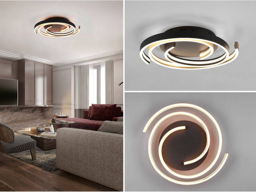 Trio Lighting LED Deckenlampe Caya in Messing und Schwarz dimmbar aus Metall - Bild 1