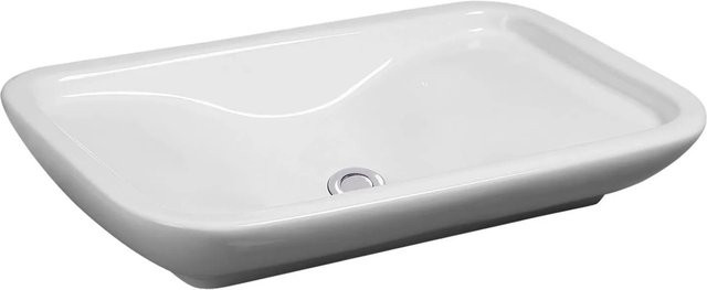 NEG Aufsatz-Waschbecken Uno31A aus Keramik in Weiß, Rechteckig, B: 69,5 cm, T: 41,5 cm, H: 12 cm mit Nano-Coating - Bild 1