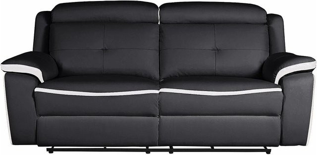 Vente-unique Relaxsofa Angelique aus Leder in Schwarz-Weiß mit Breite: 207 cm - Bild 1
