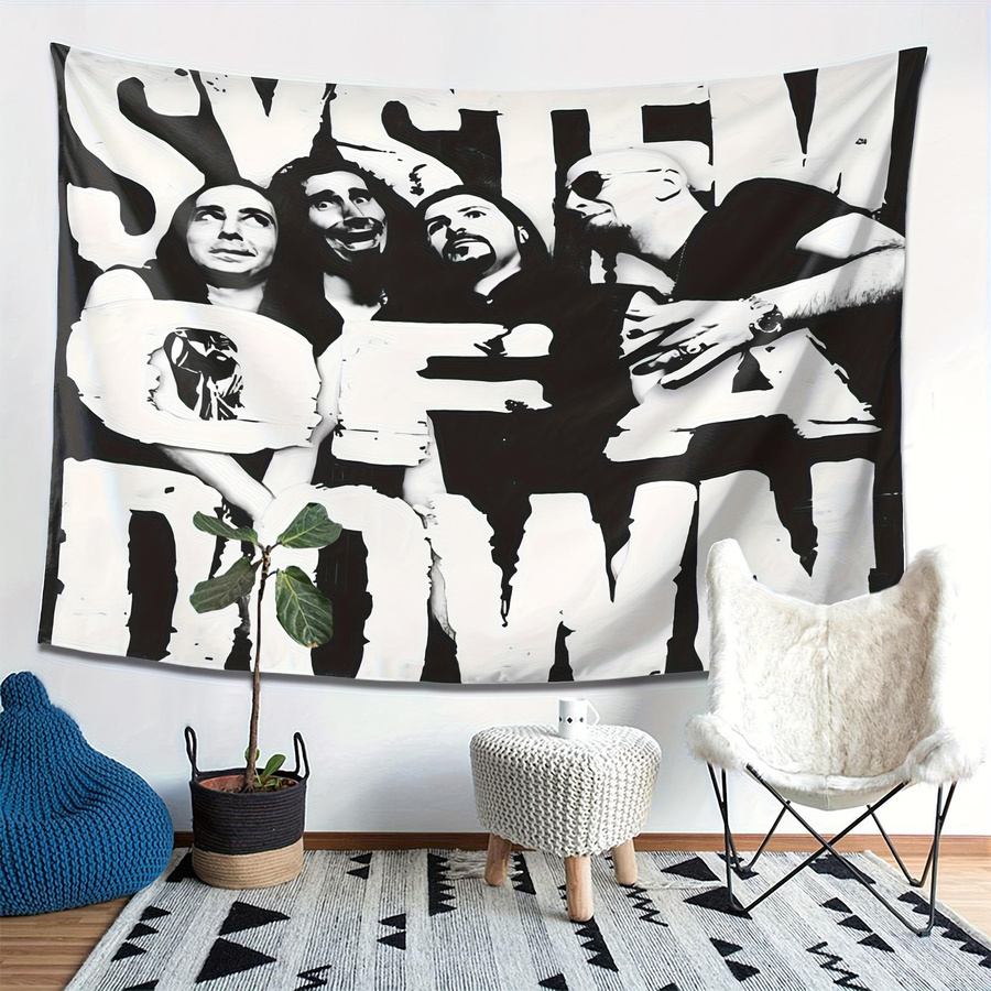 System Of A Down Retro Metal Wandteppich aus Polyester, Wandbehang für Schlafzimmer und Wohnzimmer, Breite: 40 cm, Höhe: 60 cm - Bild 4