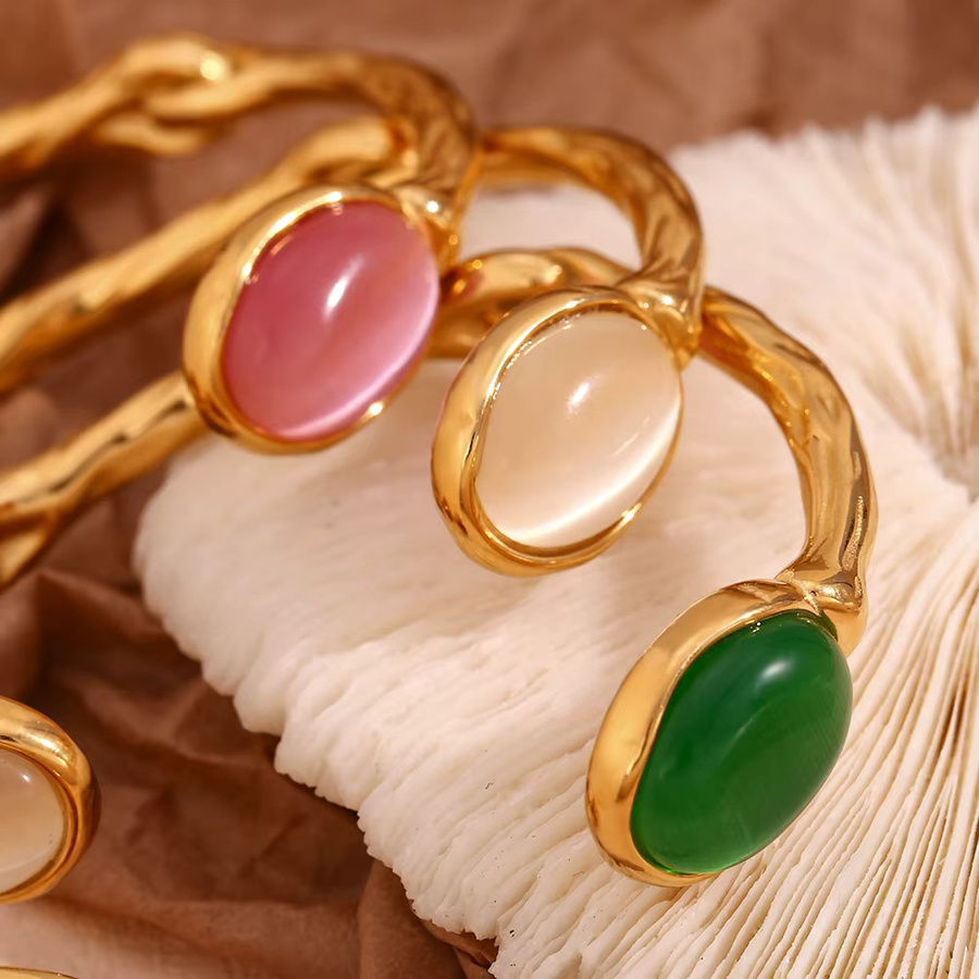 E.B.belle Armband, grüner Achat, rosa Kristalle, 18 Karat vergoldet, Damen - Bild 3