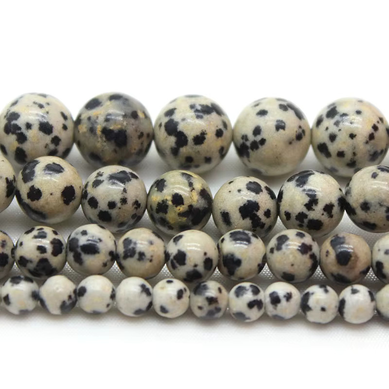 Perlen Dalmatiner Jaspis, runde lose Perlen, 6-10 mm, Unisex - Bild 5