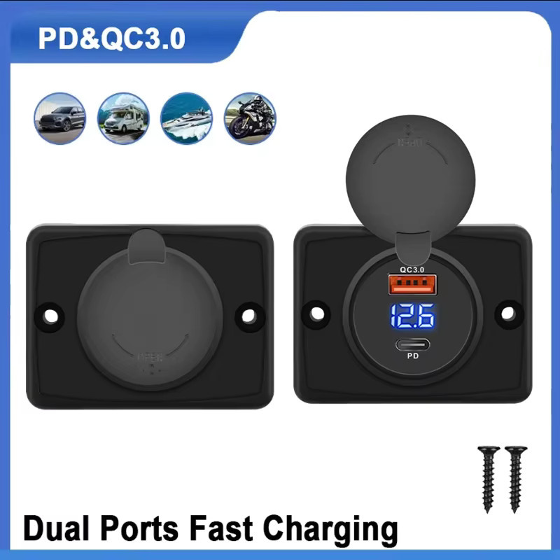 Kebidumei Schnelllade-Steckdosen-Netzteil mit PD 30W und QC 3.0, USB-C Anschluss für Auto, Bus und Wohnmobil, Schwarz - Bild 6