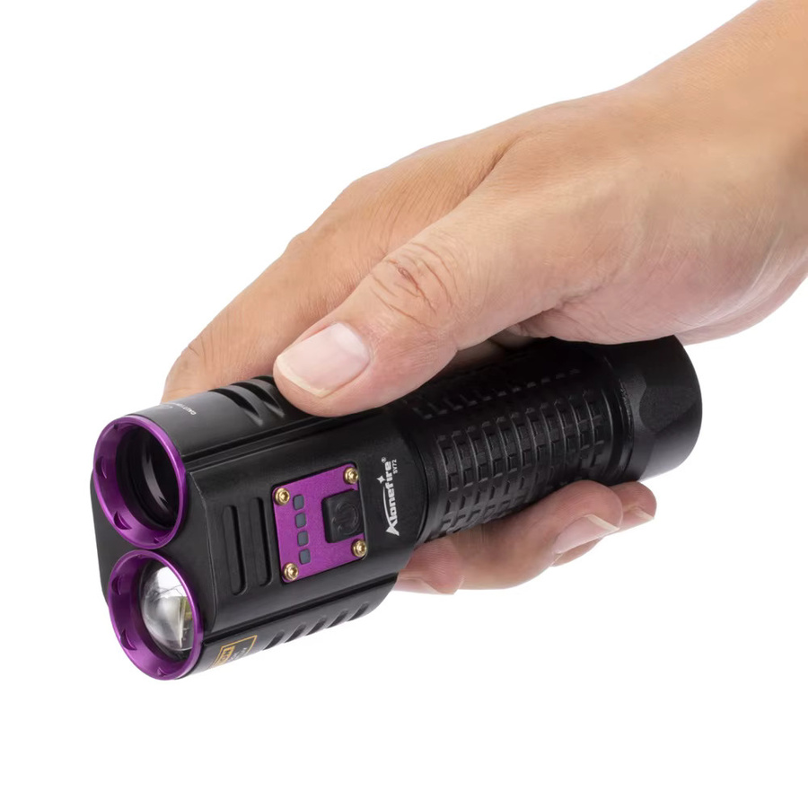 Alonefire SV72 2-in-1 UV- und Weißlicht Taschenlampe 20W mit 365nm, USB wiederaufladbar, Schwarz - Bild 4