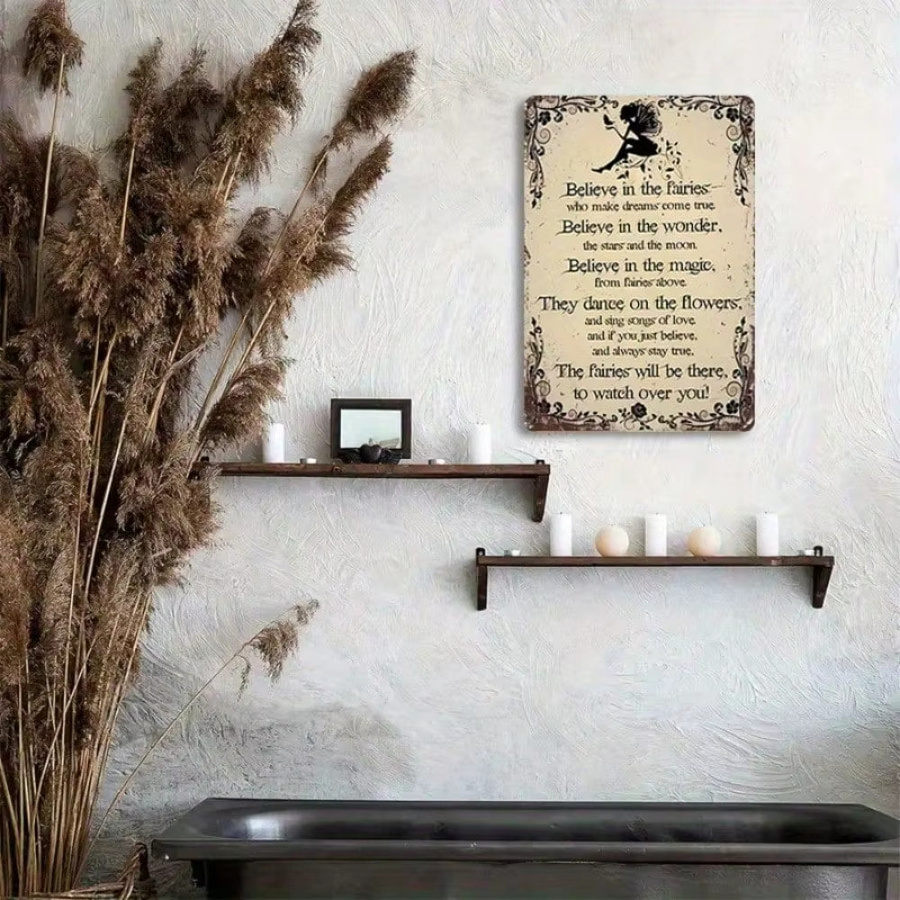 Retro Wandkunstschild aus Metall von CIFBUY mit abstrakter Typografie für deine Badezimmer-Dekoration - Bild 2