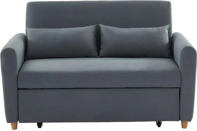 Vente-unique Schlafsofa Ayla in Grau mit Stoffbezug und Schlaffunktion, Breite: 140 cm - Bild 1