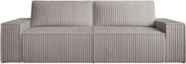 Vente-unique Sofa Amelia Hellgrau mit Cord-Struktur und Armlehnen, Breite: 230 cm - Bild 1