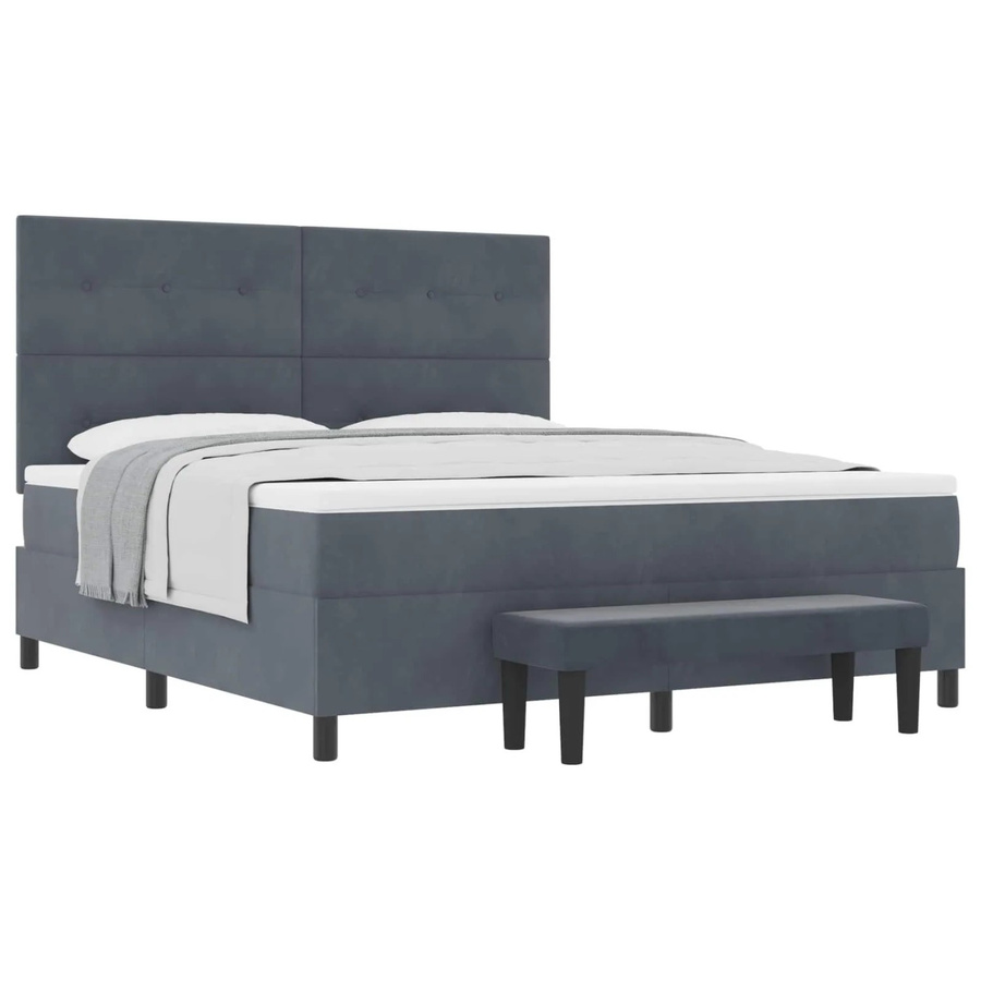 vidaXL Boxspringbett mit Matratze aus Samt in Dunkelgrau, B/T: 180 x 200 cm - Bild 2
