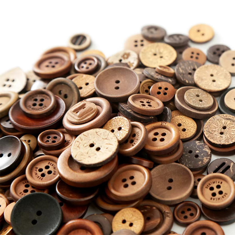 Gemischte Holz- und Kokosnussknöpfe in Braun, 100g für DIY-Basteleien, Nähen und Vintage-Dekoration - Bild 3