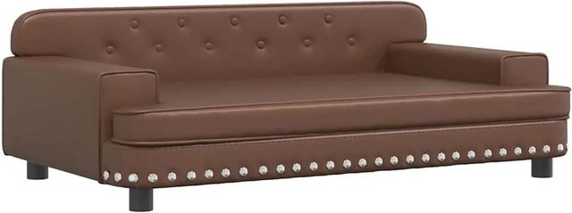 vidaXL Hundebett Sofa aus Kunstleder und Kiefernholz in Braun, B/T/H: 90 x 53 x 30 cm - Bild 1