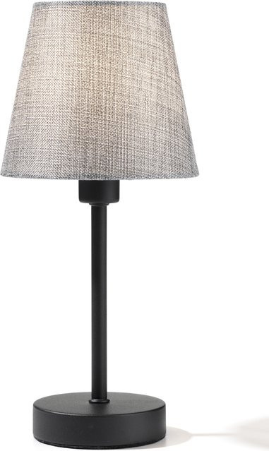 Tischleuchte FIBO casa NOVA in Schwarz und Grau aus Metall und Stoff mit E27 Fassung, Höhe: 32,0 cm, Breite: 15,0 cm, Tiefe: 15,0 cm - Bild 1