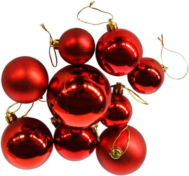 Lex Christbaumkugeln Set aus 30 Stück in Rot, runde Kunststoff-Weihnachtskugeln als Baumschmuck - Bild 1