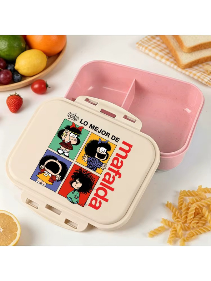 Potdemiel Mafalda Lunchtasche mit Anime-Cartoon-Motiv in Pink für Bento-Boxen und Picknicks - Bild 1