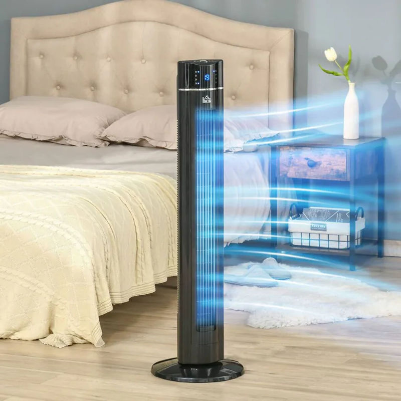 HOMCOM Tower-Ventilator in Schwarz mit Fernbedienung, Oszillation und Timer, B/T/H: 32 x 32 x 106,8 cm - Bild 2