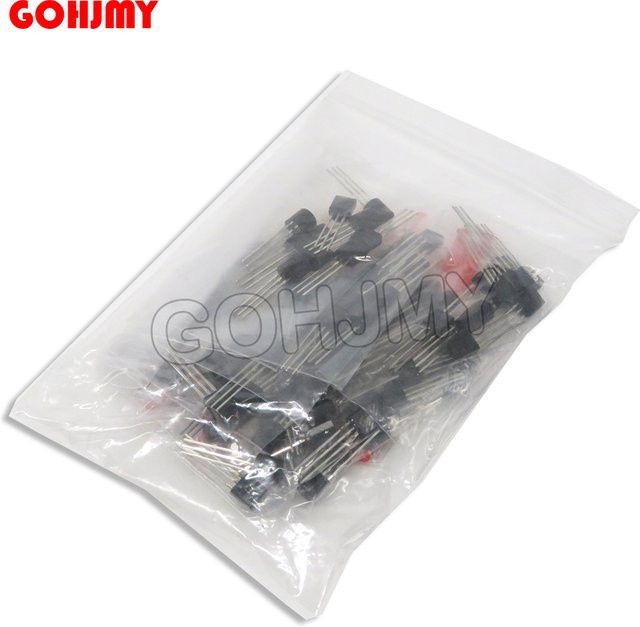 GOHJMY Transistor-Kit mit 100 Stück in Schwarz, TO-92 Set bestehend aus BC337, BC327, 2N2222, 2N2907, 2N3904, 2N3906, S8050, S8550 und A1015, 10 verschiedene Typen à 10 Stück - Bild 1