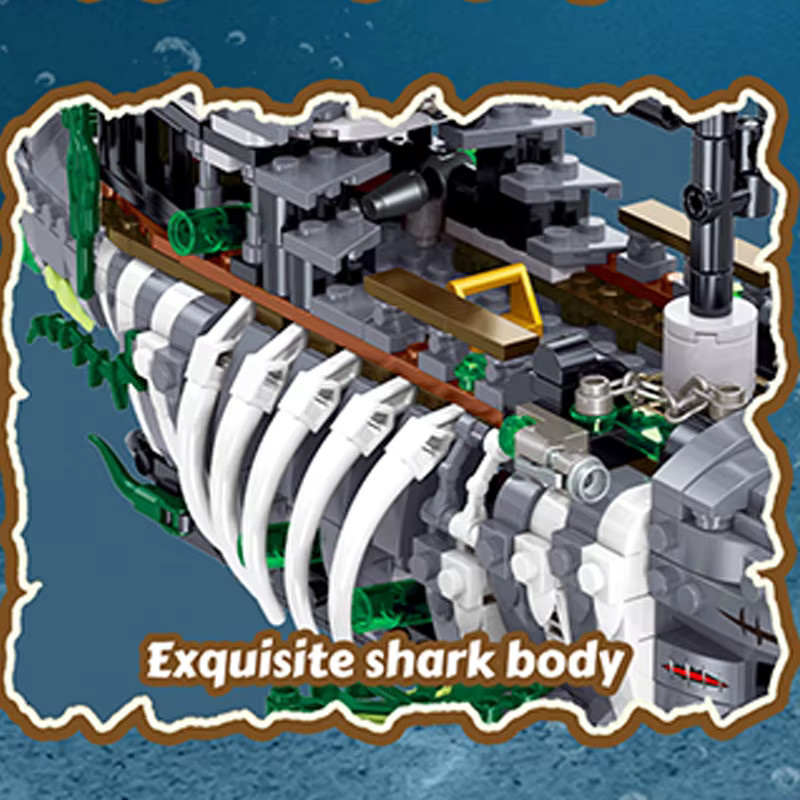 AMAZINGBLOKS Hai-Piratenschiff-Bausatz, mit Licht, 1155 Teile - Bild 4
