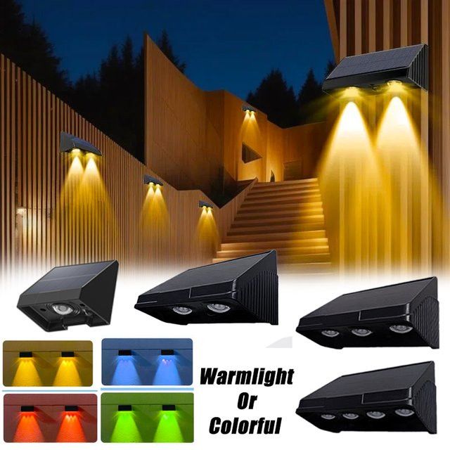 LINYILIGHT Solar-Wandleuchte für den Außenbereich mit integriertem LED-Licht, wasserdicht und solarbetrieben für Veranda, Balkon und Garten - Bild 1