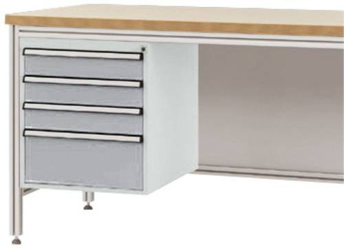 Manuflex ZB4825.9006 Gehäuse-Unterbau für ALU-Arbeitstische in Silber und Weiß mit 4 Schubfächern, Nutzhöhe: 50 cm, für Tischtiefe: 60 cm - Bild 1