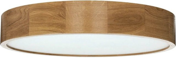 Licht-Erlebnisse Deckenlampe rund aus Eiche Holz und Glas in Braun mit 3x E27, Durchmesser: 47 cm